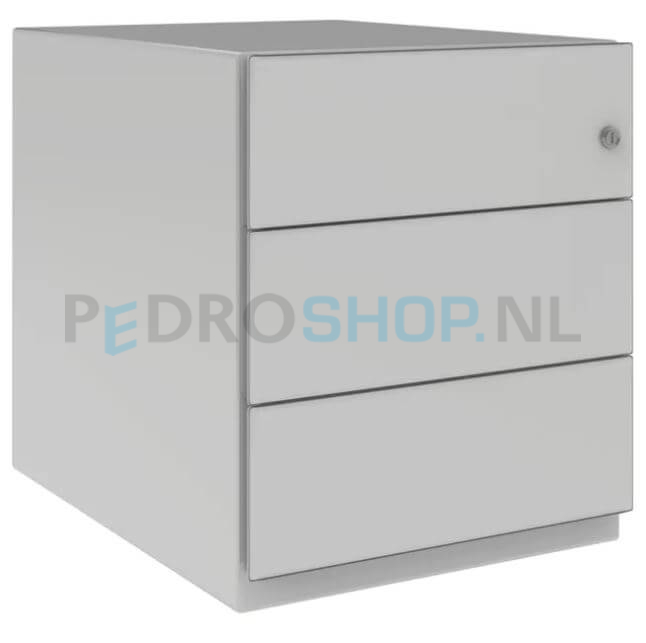 Ladenblok Bisley Basic met 3 laden, 50,2 cm hoog, 42 cm breed, wit, 80% uittrekbaar