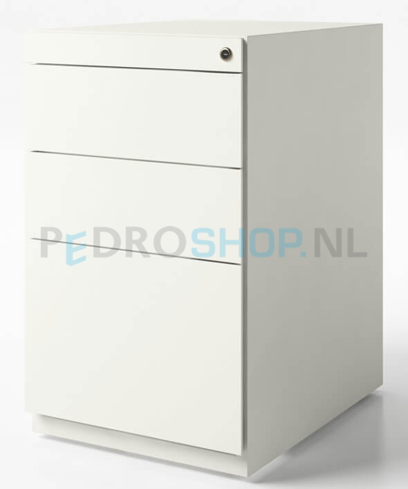 Stand ladenblok Bisley Basic met 3 laden, 69,8 cm hoog, 56,5 cm diep, krijtwit