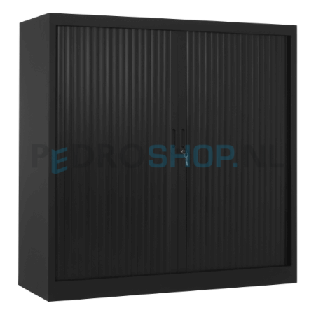 Roldeurkast PDC 120-120, 120*120*45, 3 legborden, zwart