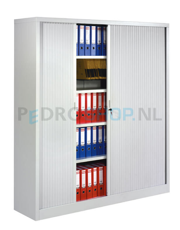 Demontabele roldeurkast PDC-D195-180, 195*180*45, 4 legborden, lichtgrijs